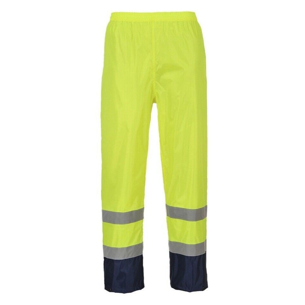 Portwest Small H444 Hi-Vis Classic Contrast Rain Pants with Snap Adjustable Hem